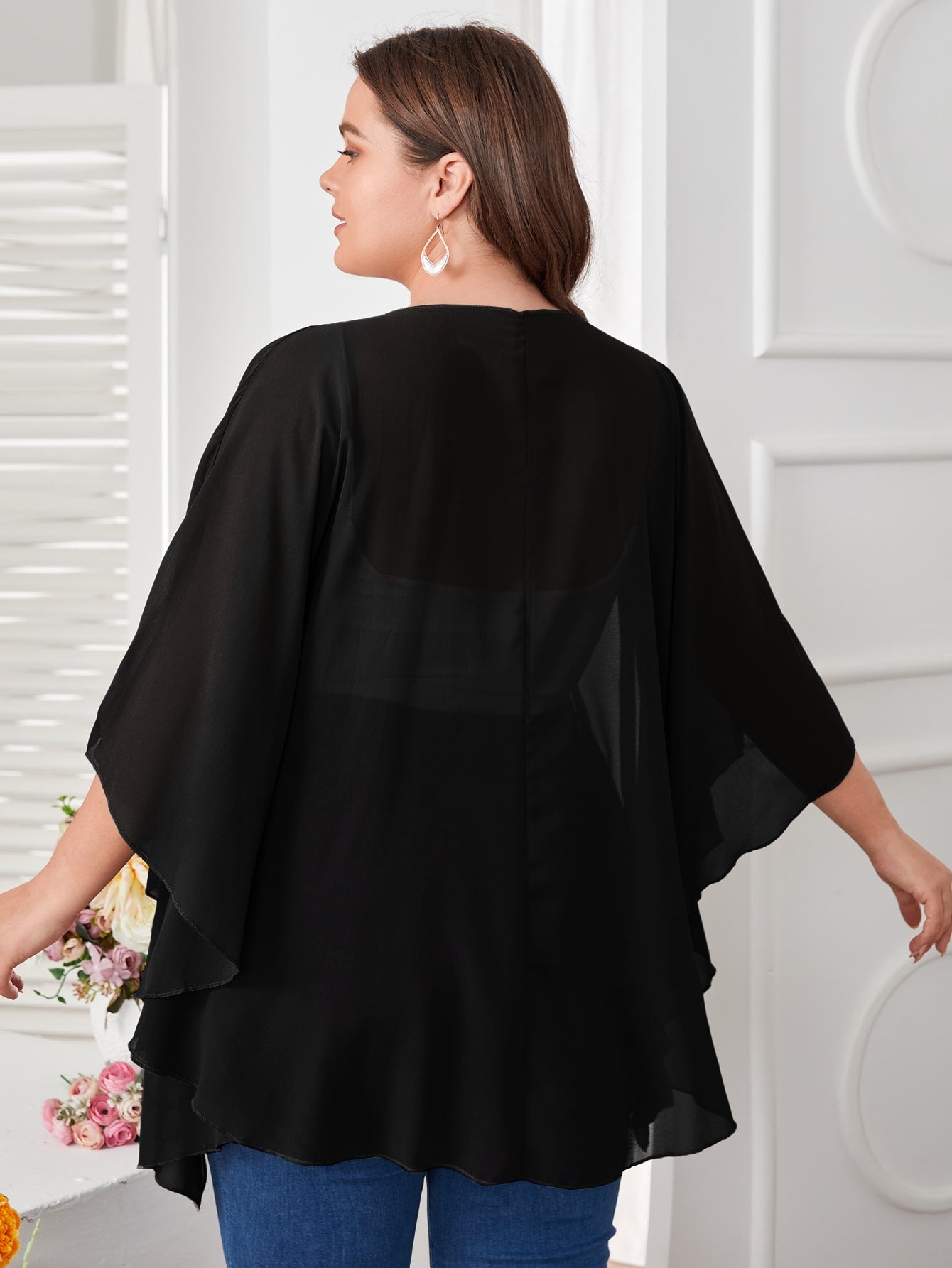 Plain Sheer Mesh Kimono