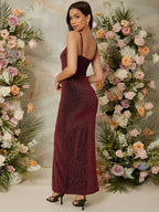 Bella Split Thigh Glitter Cami Dress