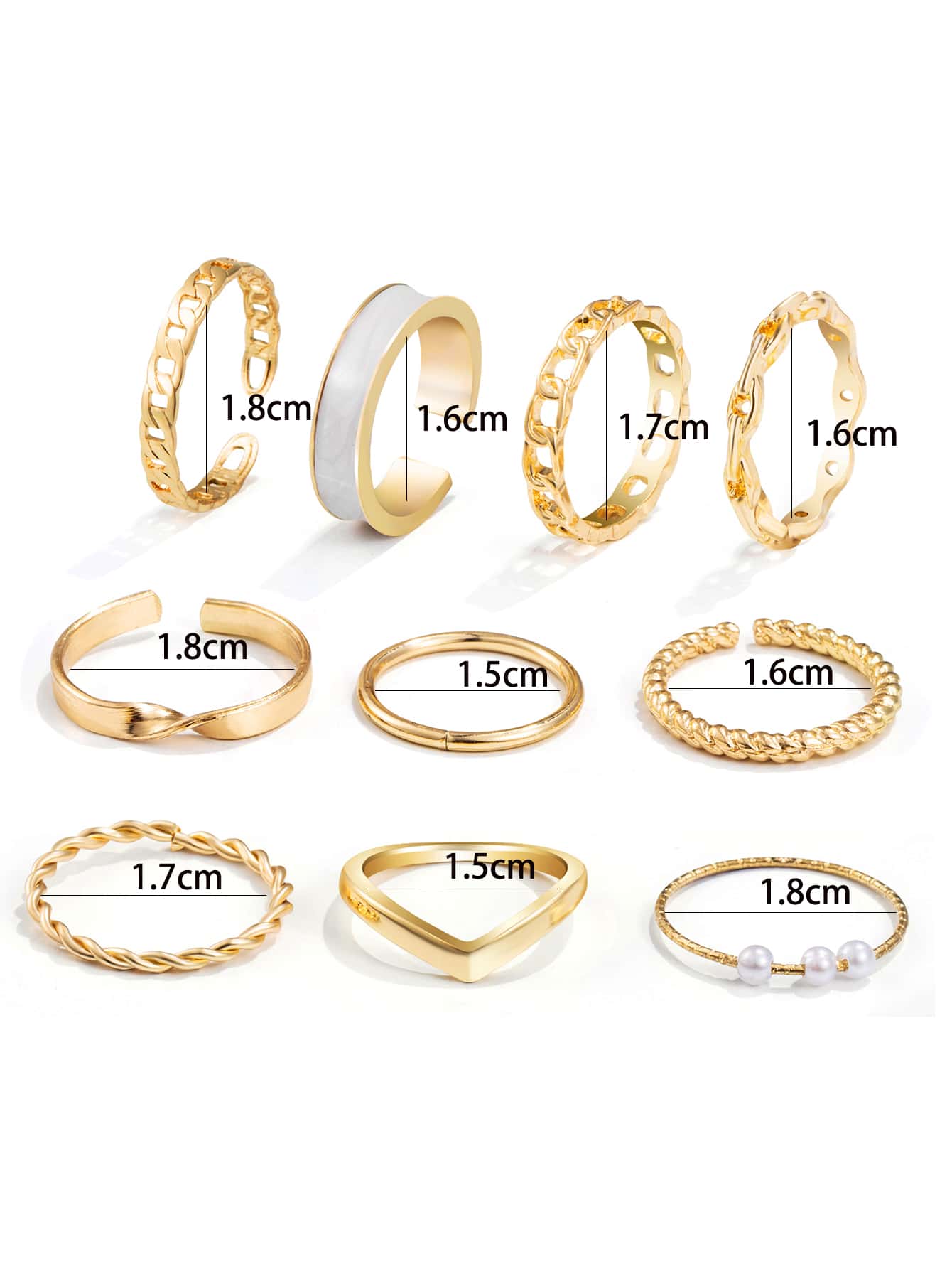 10pcs Faux Pearl Decor Ring