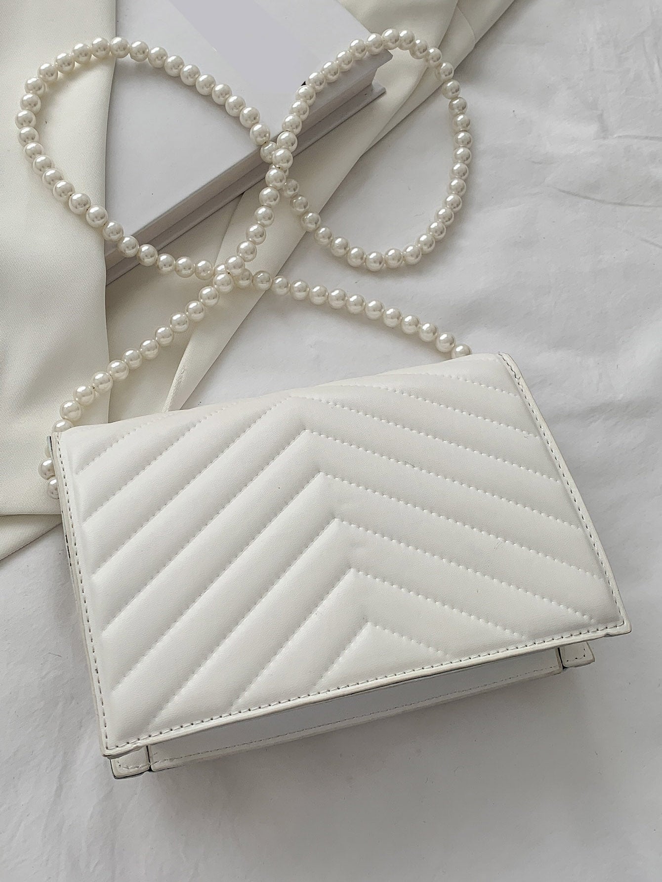 Beaded Chevron Square Bag
