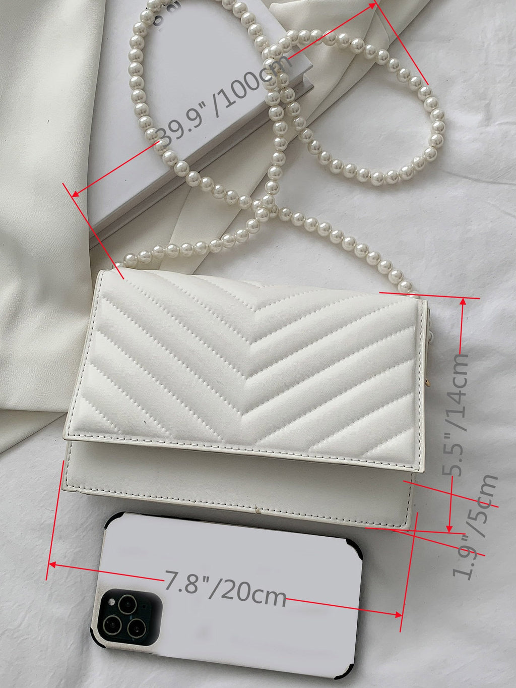 Beaded Chevron Square Bag