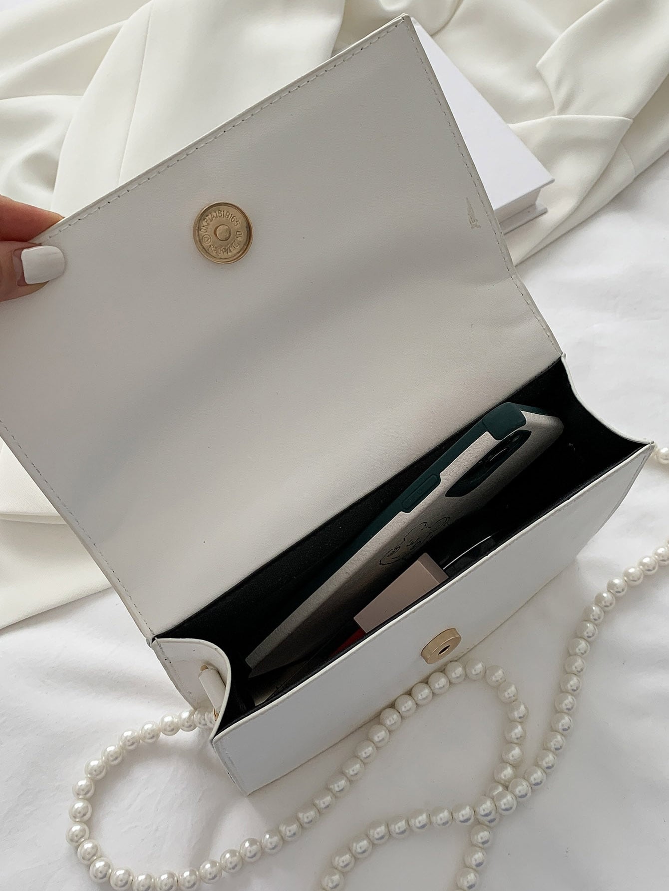 Beaded Chevron Square Bag