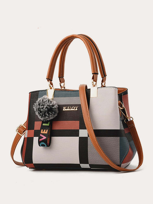 Colorblock Plaid Bag