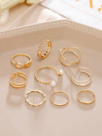9pcs Faux Pearl Decor Ring