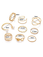 9pcs Faux Pearl Decor Ring