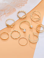 9pcs Faux Pearl Decor Ring