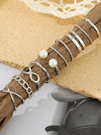 9pcs Faux Pearl Decor Ring