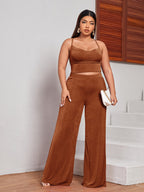Crisscross Cami Top And Wide Leg Pants Set