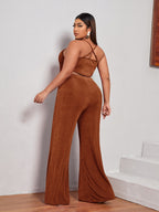 Crisscross Cami Top And Wide Leg Pants Set