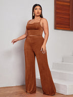Crisscross Cami Top And Wide Leg Pants Set