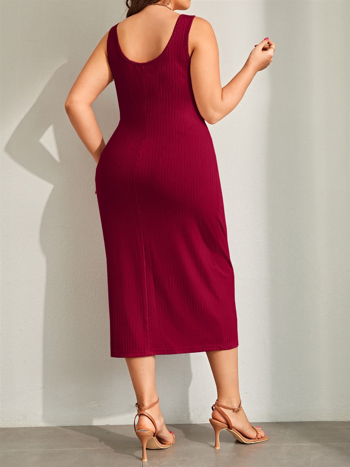 Button Slit Tank Dress