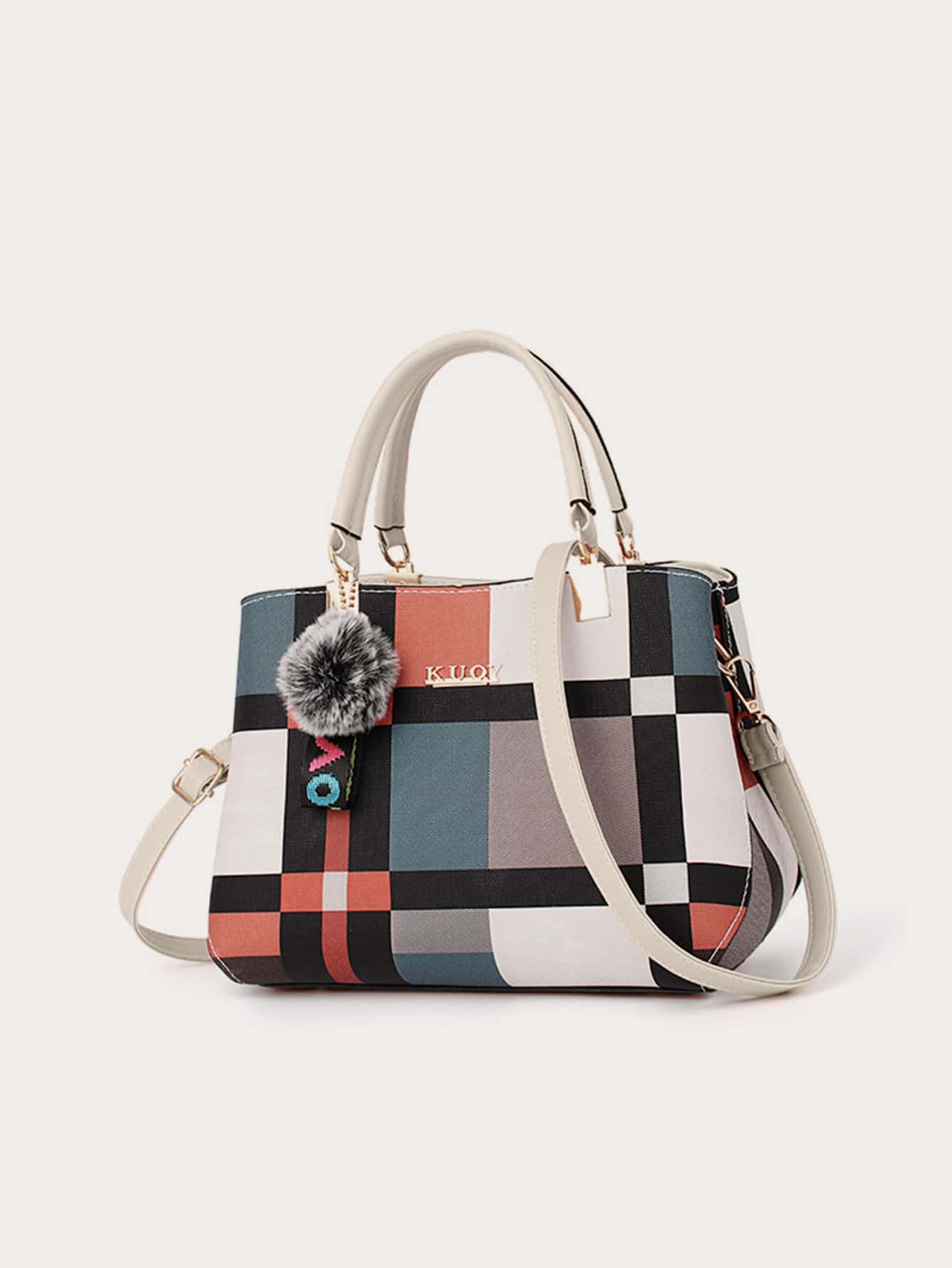 Colorblock Plaid Bag