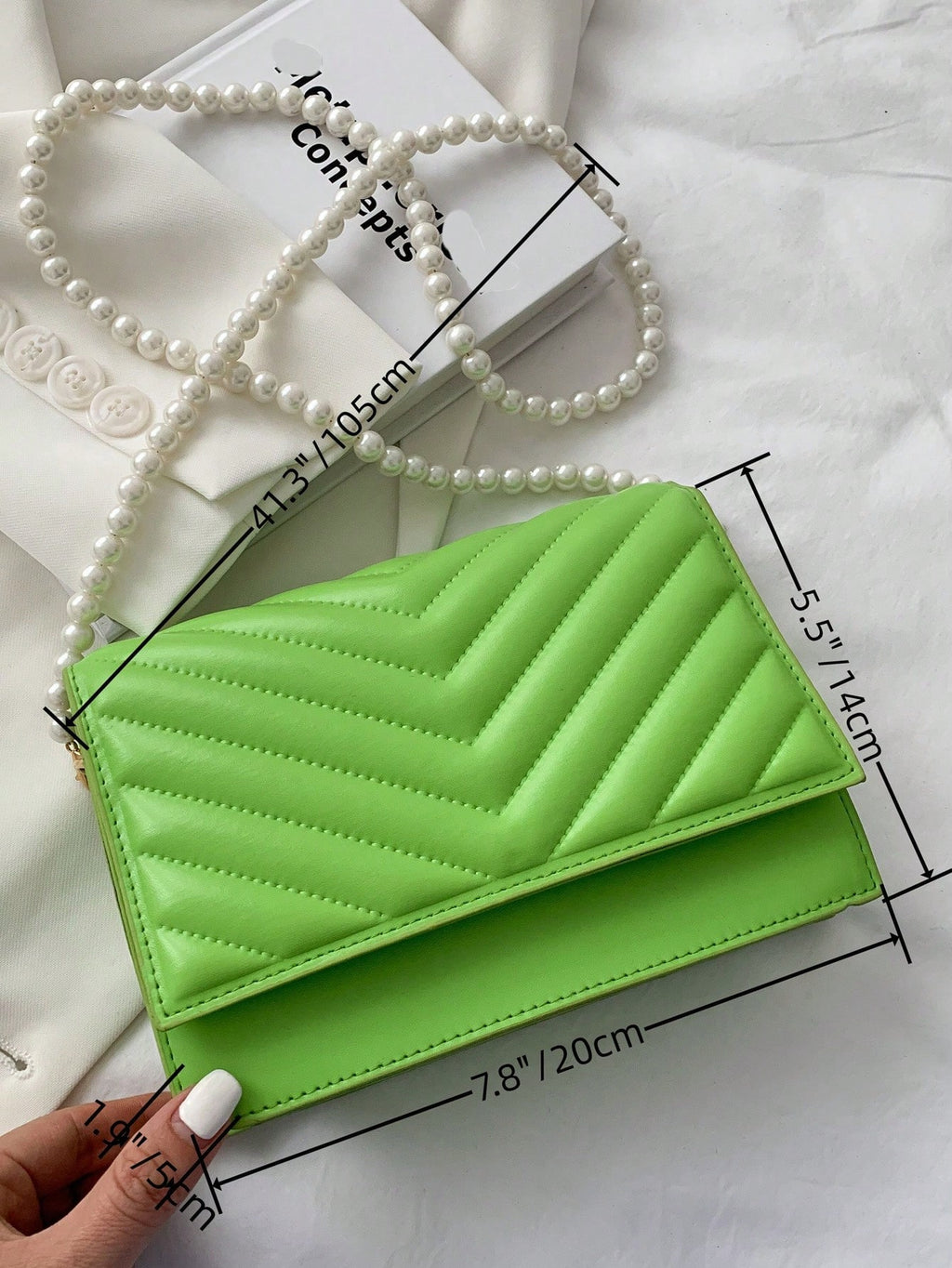 Beaded Chevron Square Bag