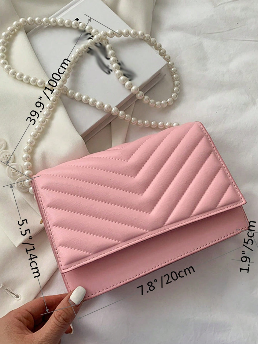 Beaded Chevron Square Bag