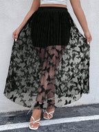 Butterfly Jacquard Mesh  Skirt