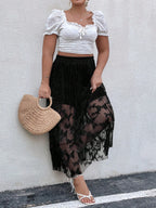 Butterfly Jacquard Mesh  Skirt