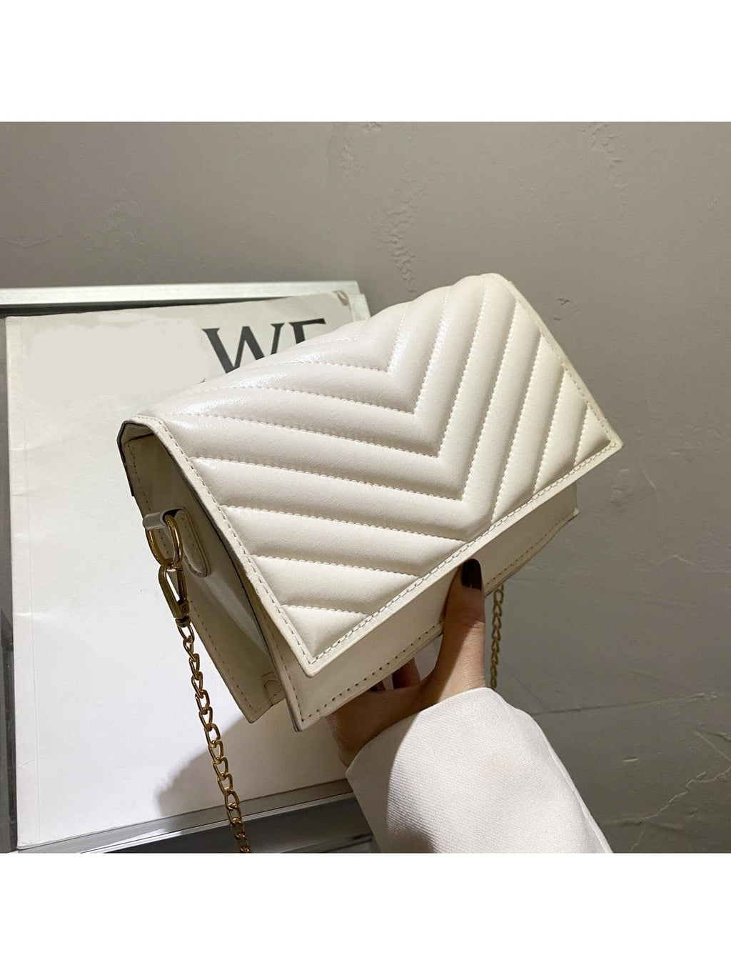 Beaded Chevron Square Bag