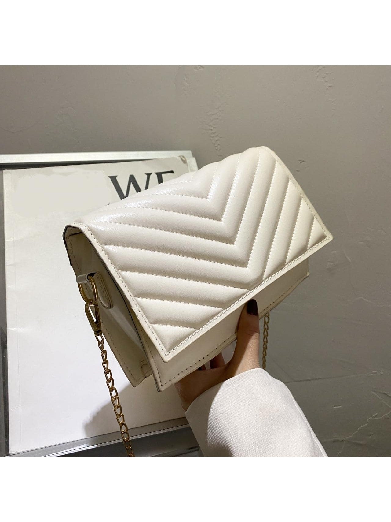 Beaded Chevron Square Bag