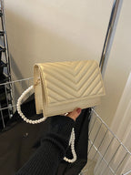 Beaded Chevron Square Bag